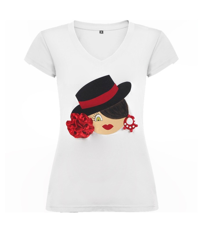 Camiseta pico sombrero blanco