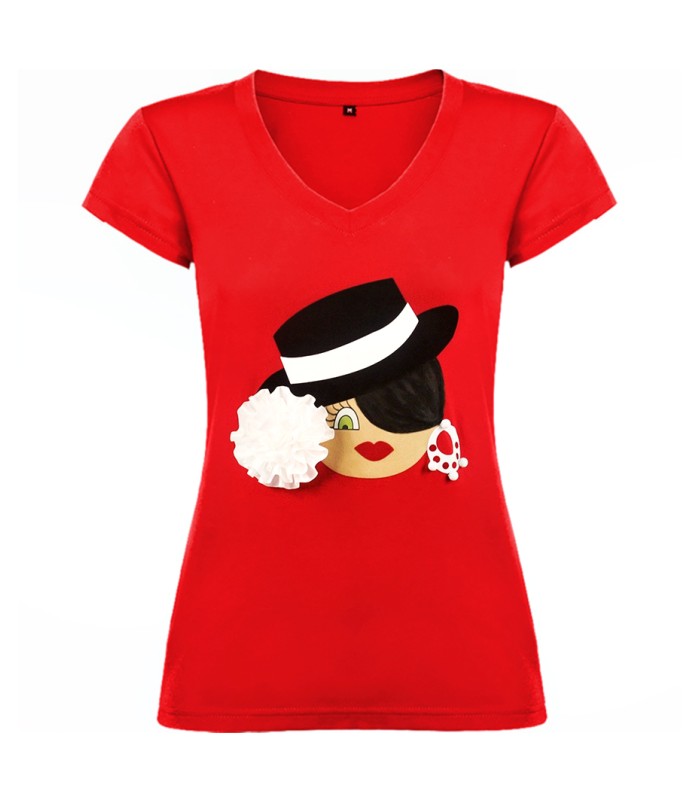 Camiseta pico sombrero roja