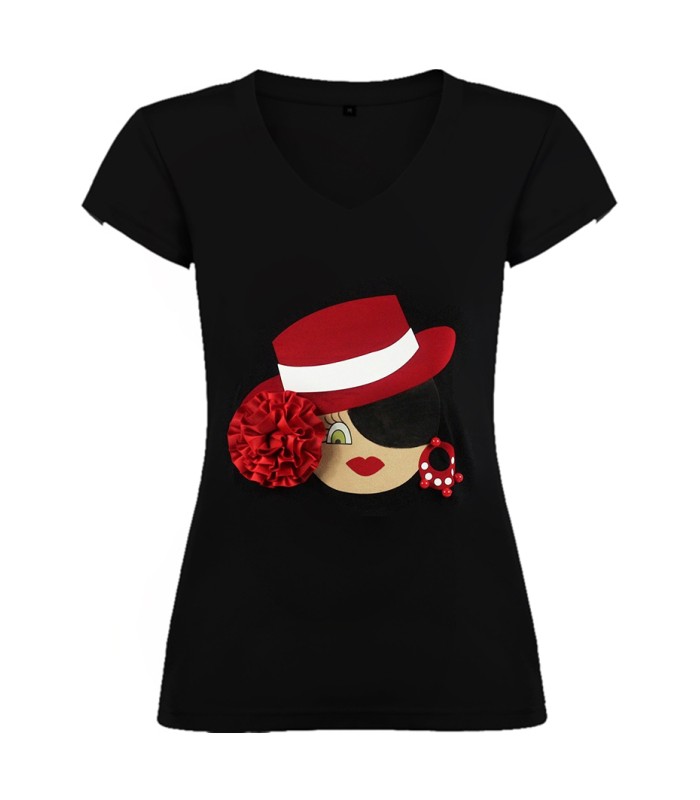 Camiseta pico sombrero negro