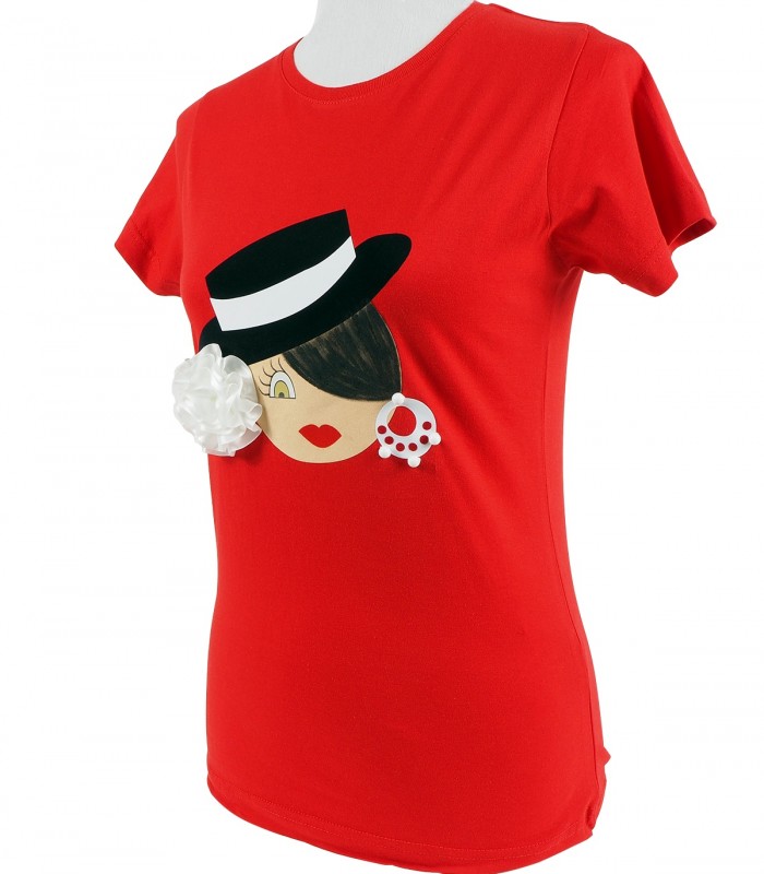 Camiseta cuello redondo sombrero rojo