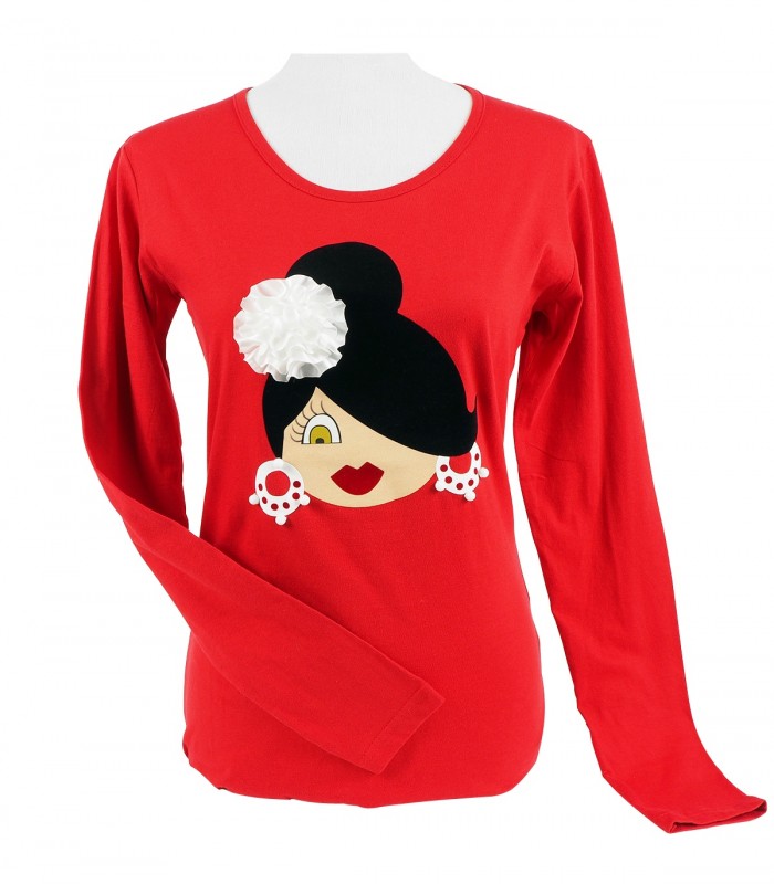 Camiseta m/l moño rojo