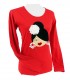 Camiseta m/l moño rojo