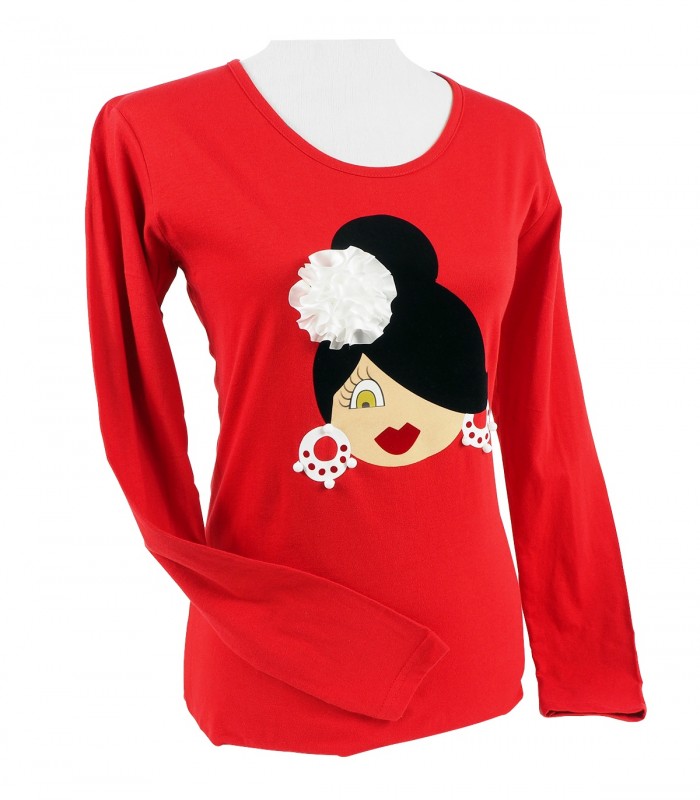 Camiseta m/l moño rojo