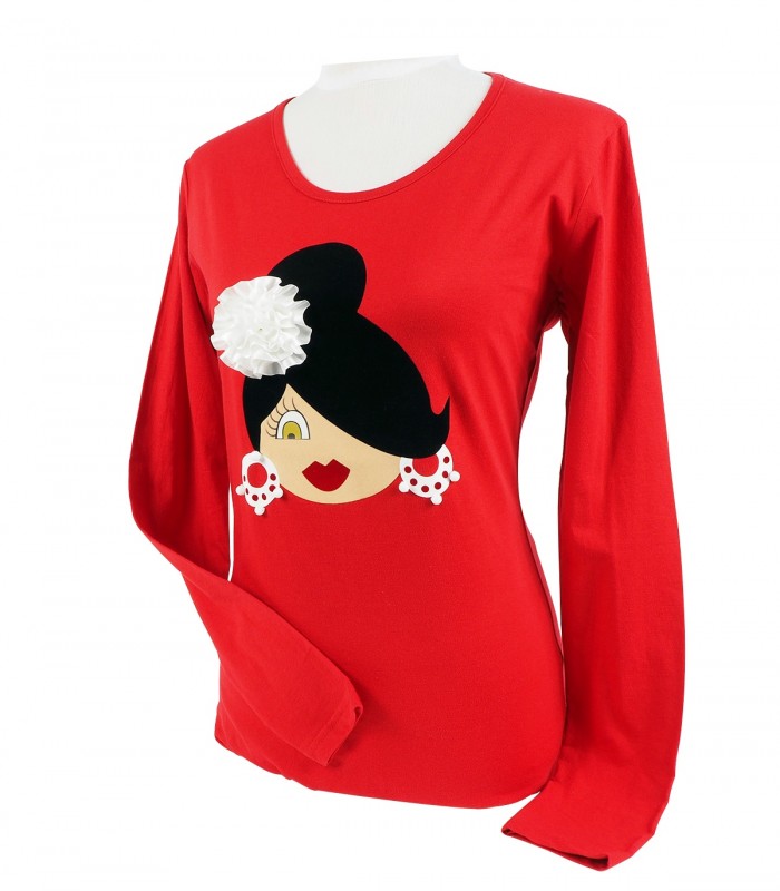 Camiseta m/l moño rojo