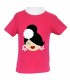 Camiseta niña moño fucsia
