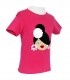 Camiseta niña moño fucsia