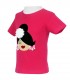 Camiseta niña moño fucsia