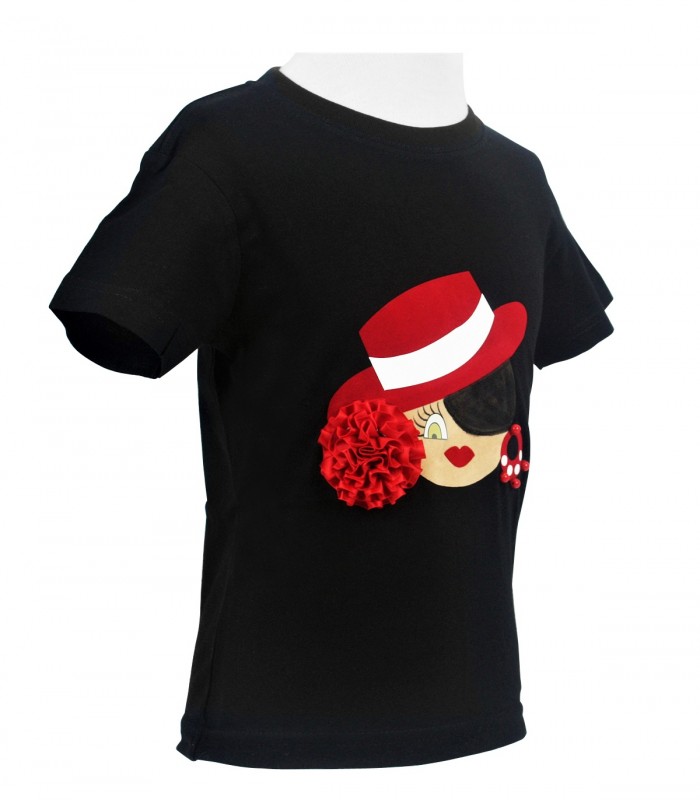 Camiseta niña negra sombrero