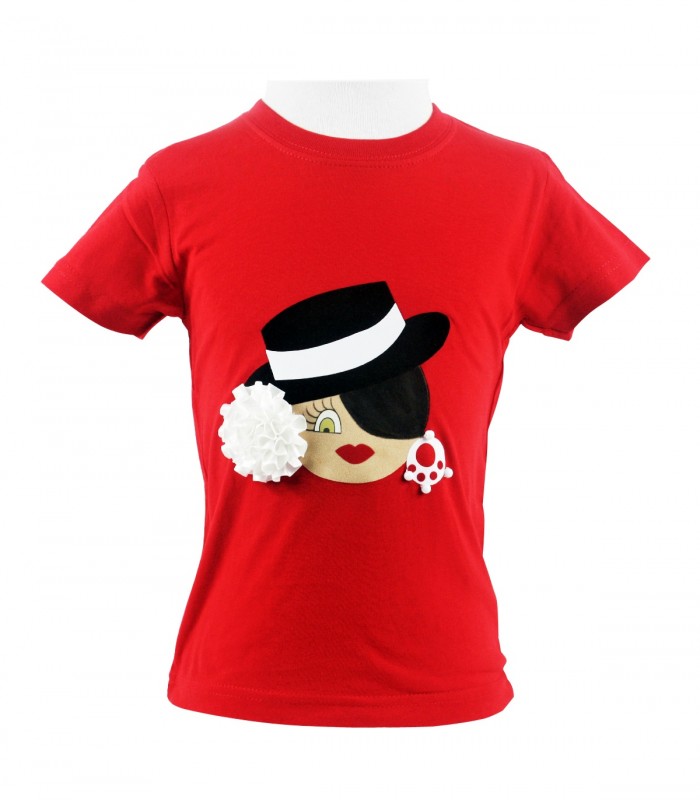 Camiseta niña roja sombrero