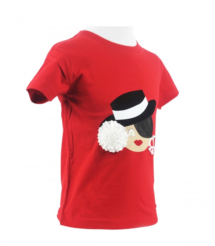 Camiseta niña roja sombrero