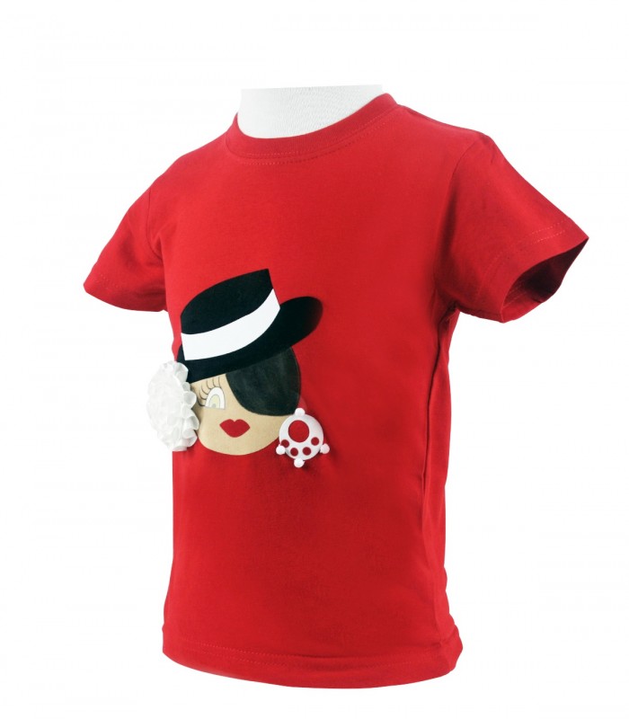 Camiseta niña roja sombrero
