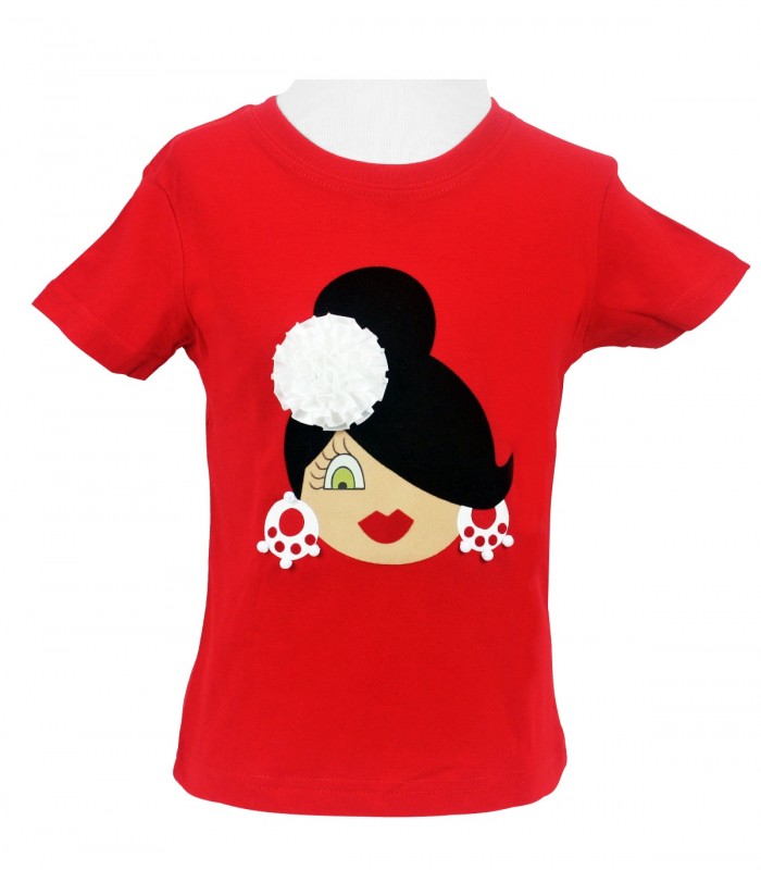 Camiseta niña moño rojo