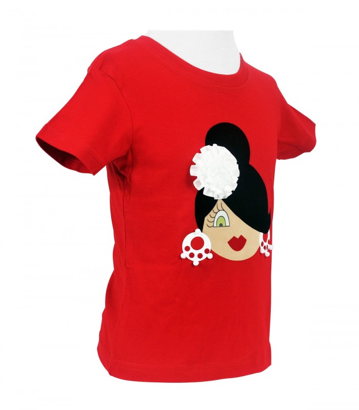 Camiseta niña moño rojo