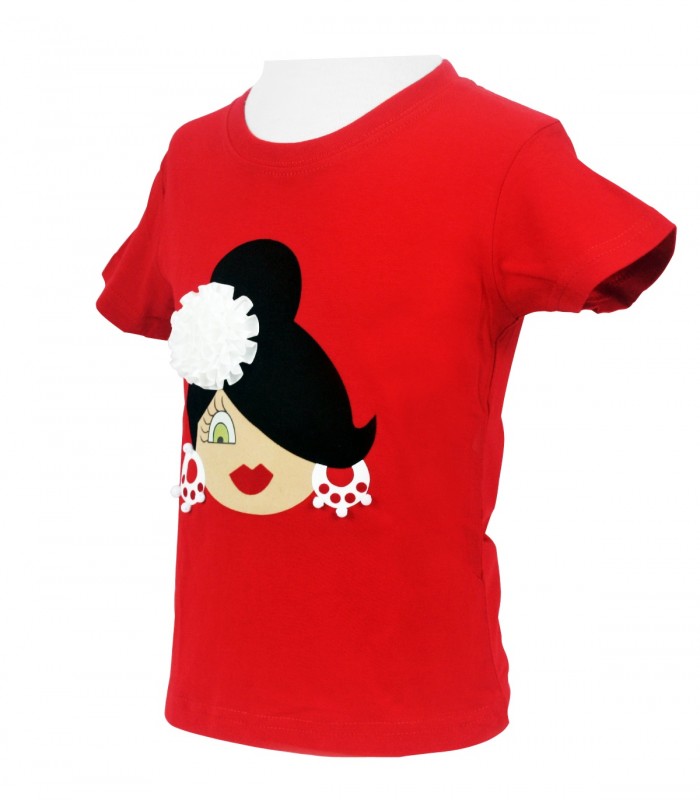 Camiseta niña moño rojo