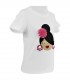 Camiseta niña moño blanco/fucsia