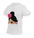 Camiseta niña moño blanco/fucsia