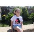 Camiseta niña moño blanco/fucsia