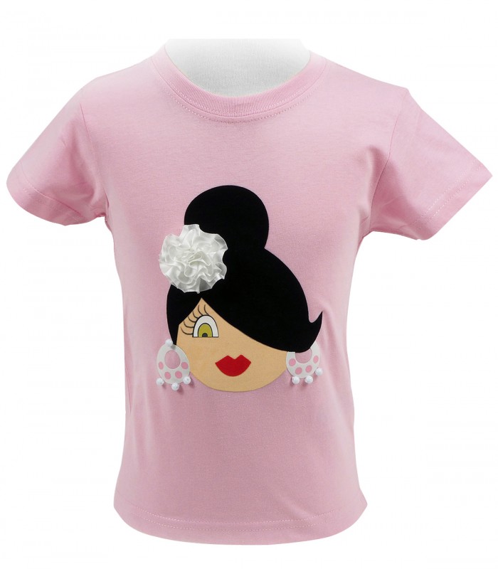 Camiseta niña moño rosa