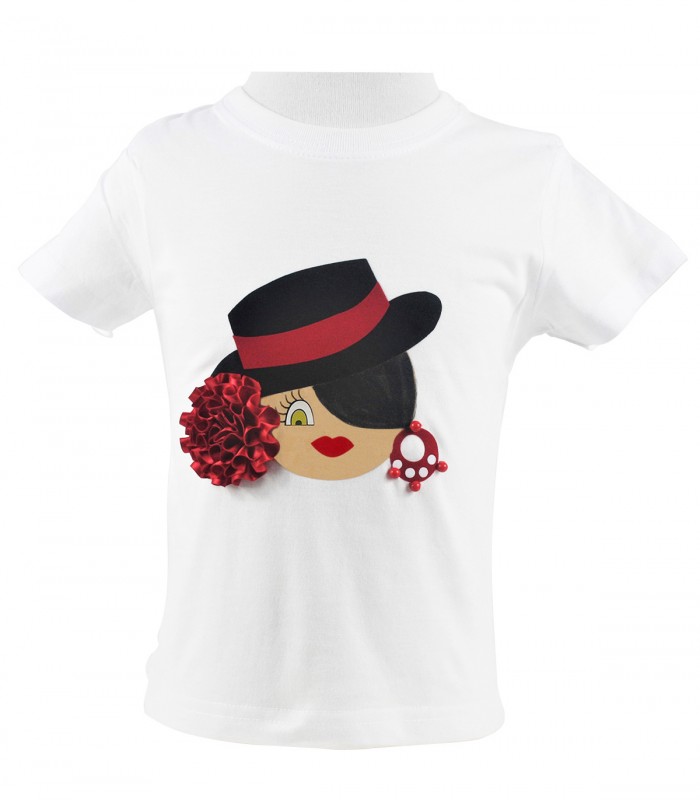 Camiseta niña blanca sombrero