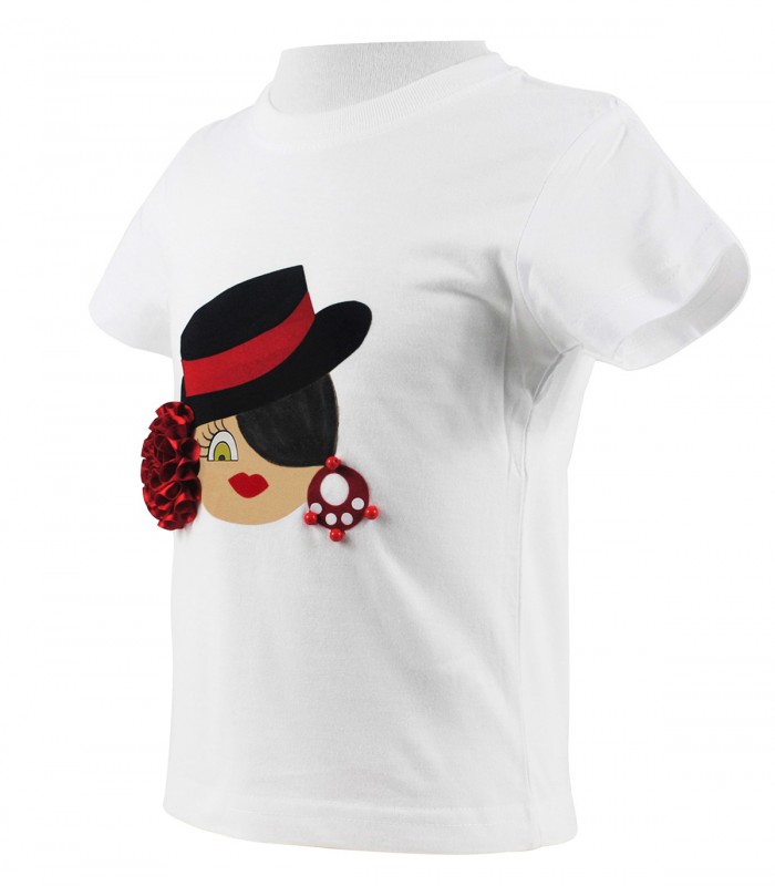 Camiseta niña blanca sombrero