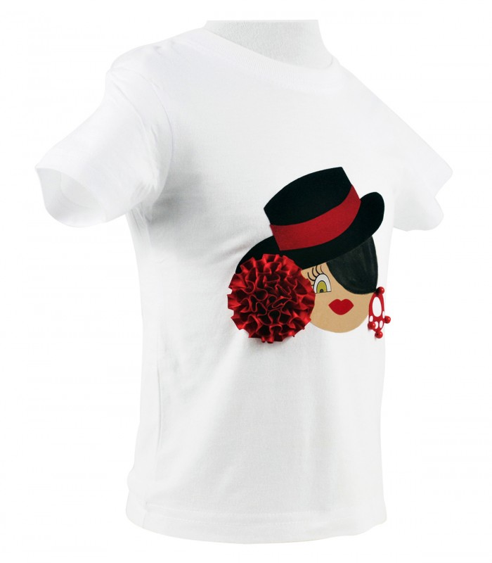 Camiseta niña blanca sombrero