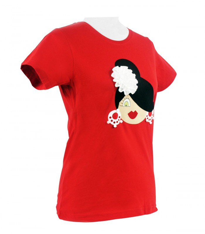 Camiseta cuello redondo moño rojo