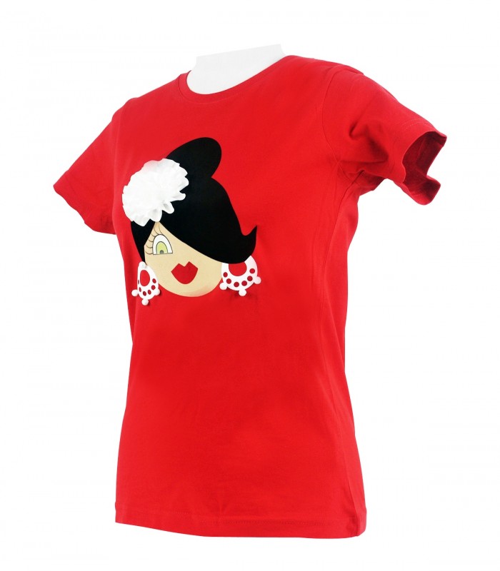 Camiseta cuello redondo moño rojo