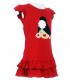 Vestido rojo y flor blanca