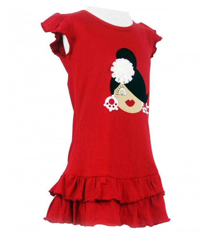 Vestido rojo y flor blanca