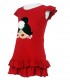 Vestido rojo y flor blanca
