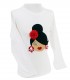 Camiseta niña m/l moño blanco/rojo